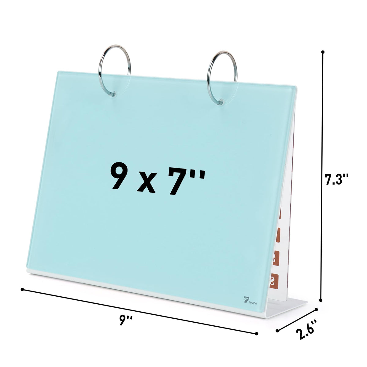 Desktop Glass Dry Erase & Acrylic Aesthetic Calendar Weekly to-do List Combo, Small Magnetic Standing Whiteboard, Desk Flip Easel Calendar with Accessories for Home Office Supply, Aqua Blue, 9 x 7''