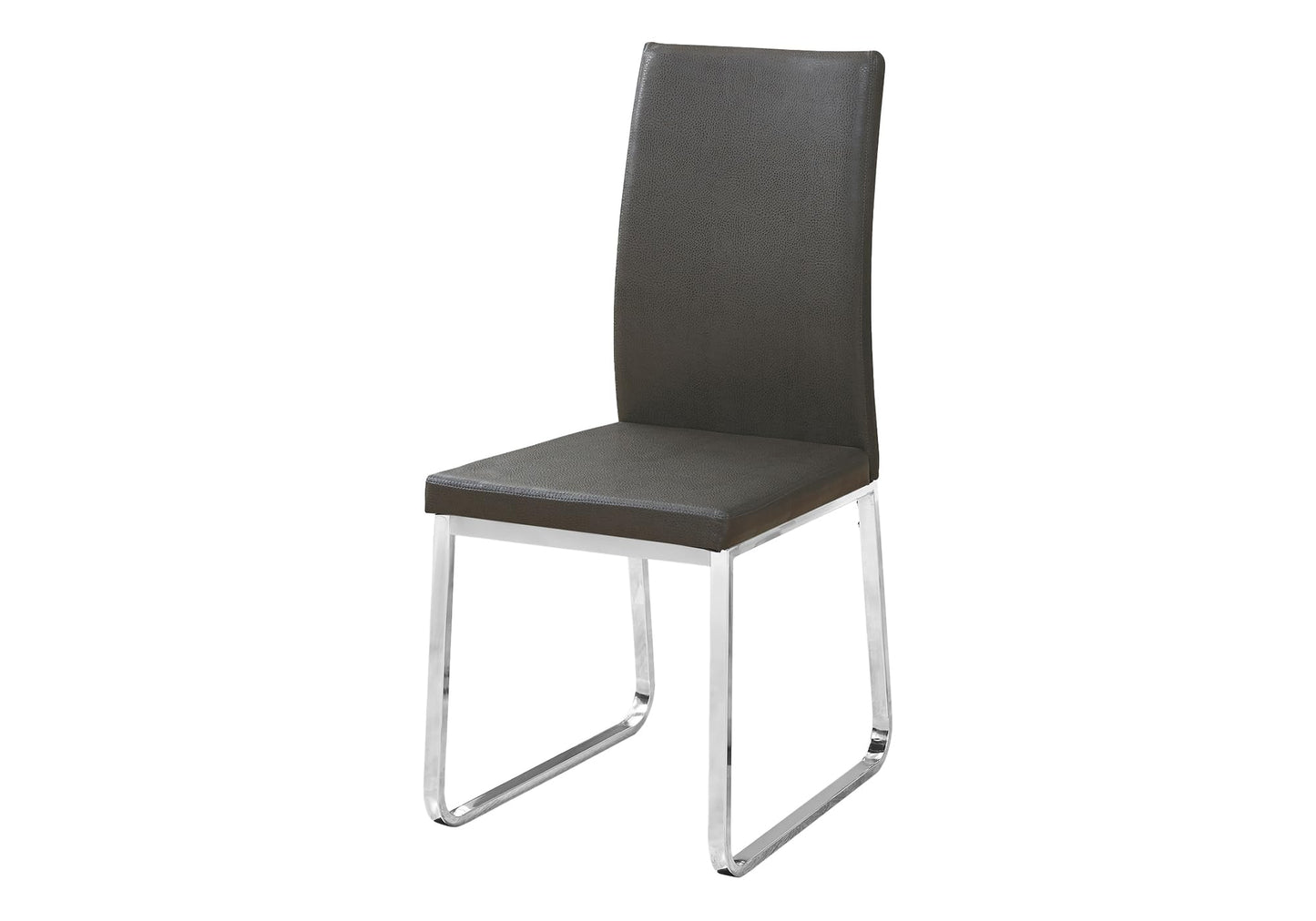 Monarch Specialties Grey Leather-Look/Chrome Dining Chair (2 Pieces), 28"L x 28"D x 38"H