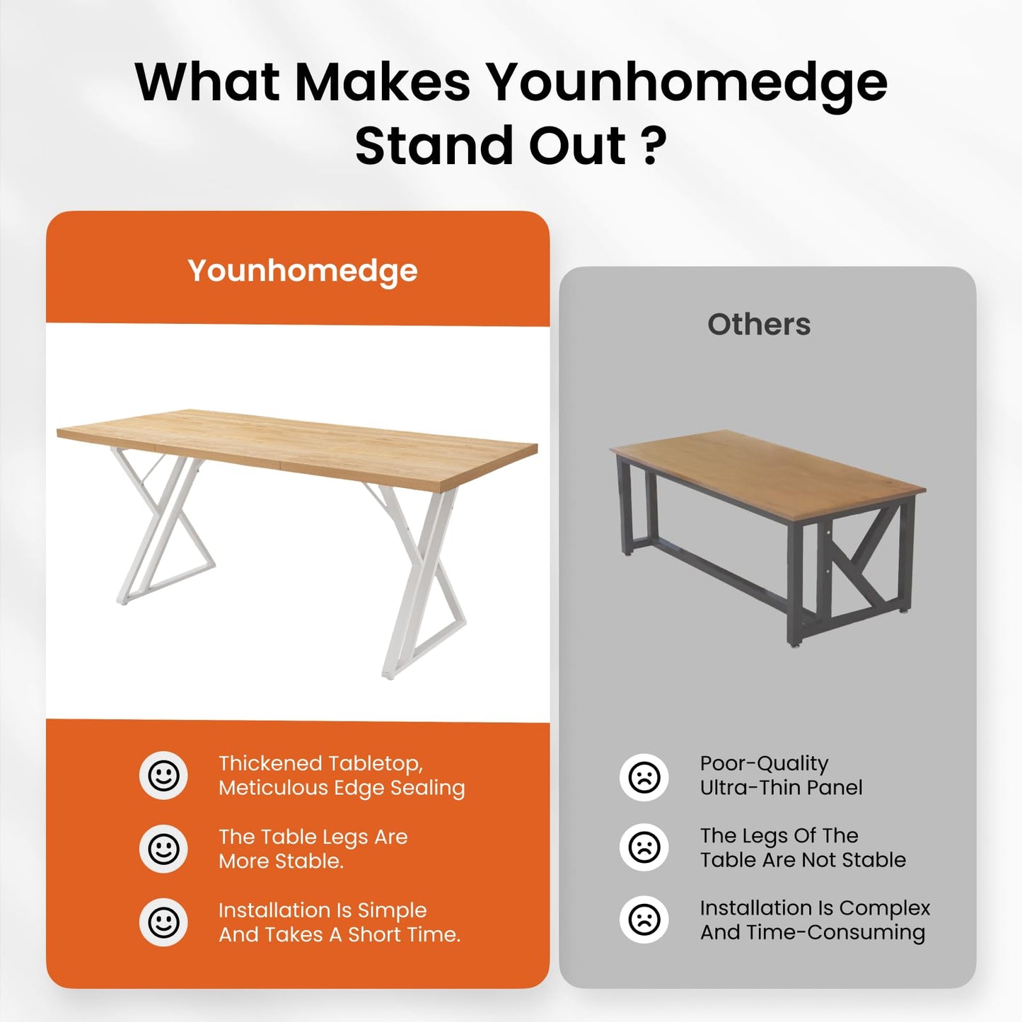 Younhomedge 70.9Inch Office Desk, Executive Office Desk，Modern Industrial Style, Z-Shaped Table Legs, Country Black Wood Grain Top, for Home Office, Study, Conference (Natural)