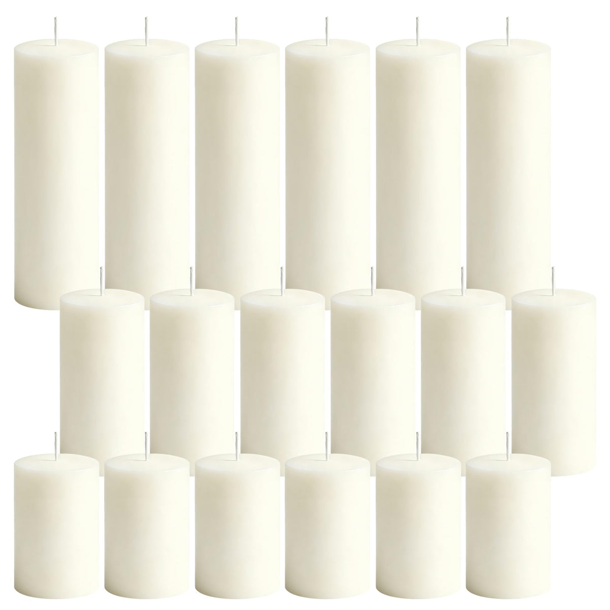 CCXTNQS Ivory White Pillar Candles Bulk Set, 2 x 3/4/6 Inch, 18 Pack Dripless Smokeless Unscented Long Burning Candles for Weddings Engagement Spa Home Party Events Ceremony