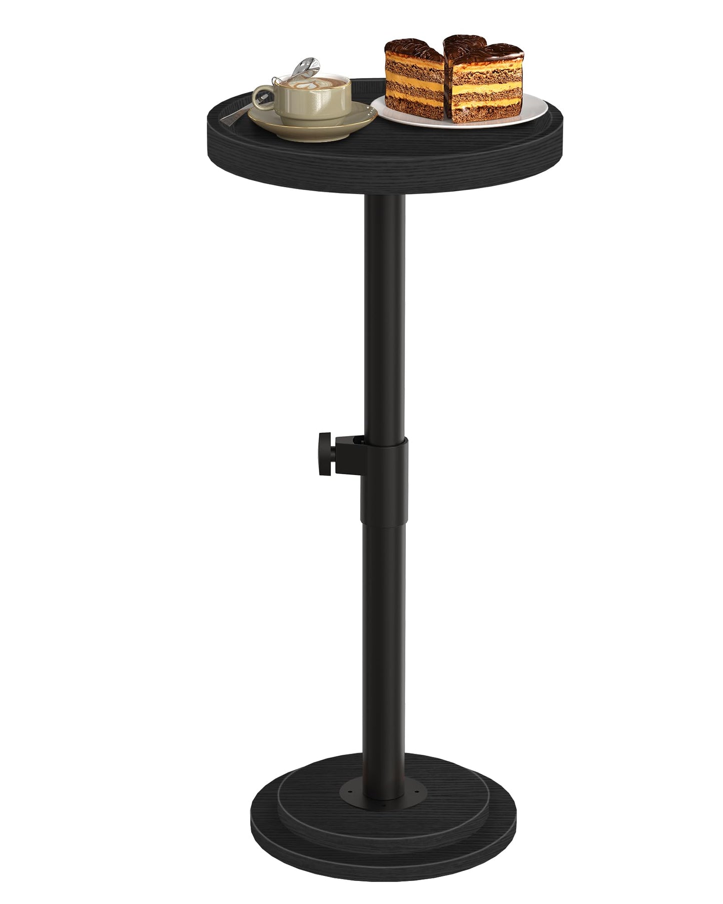 CHOEZON Small Round Side Table, Height Adjustable Drink Table, Pedestal Martini Table with Thickened Base, for Small Space, Sofa, Living Room, Bedroom, Black TBZ31BB