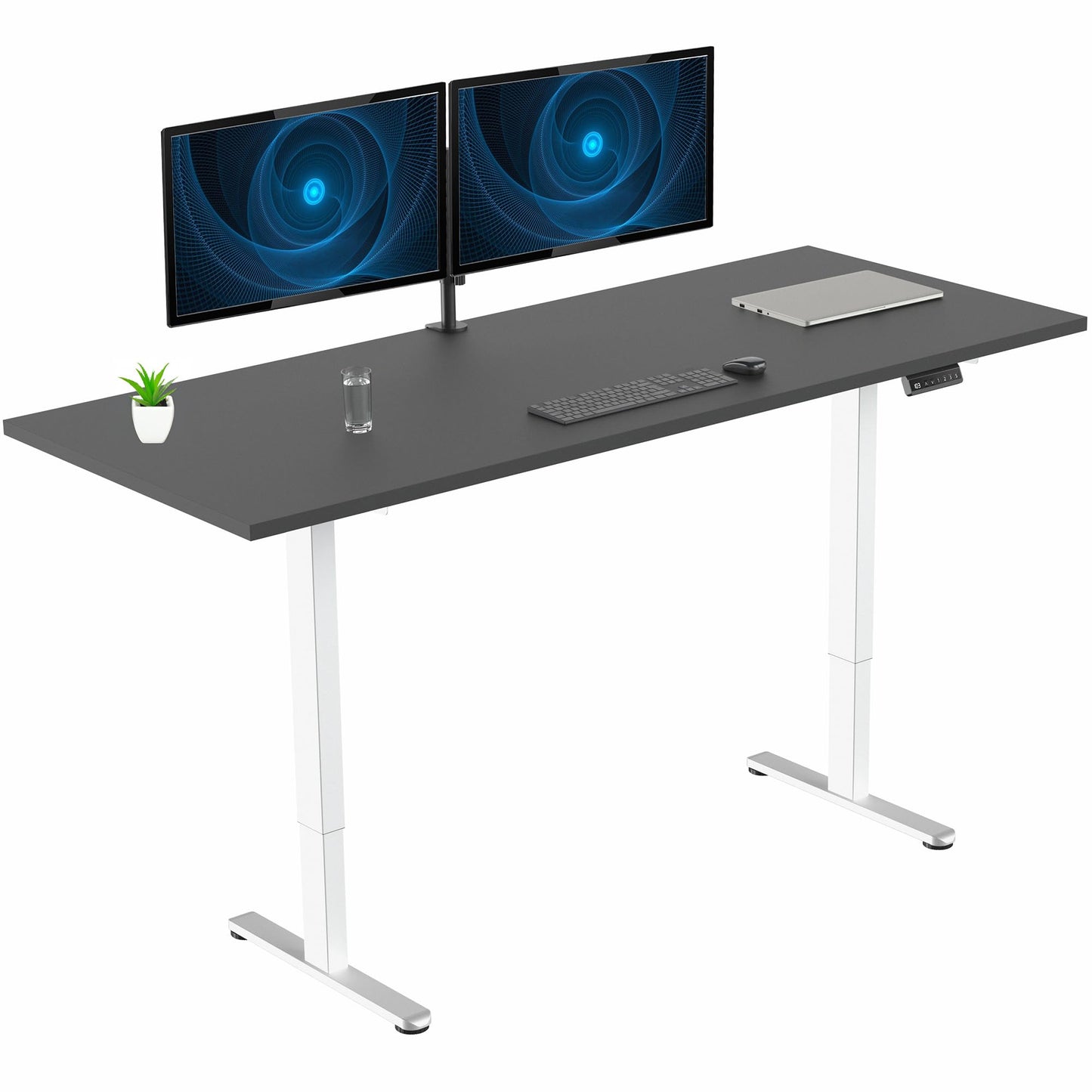 VIVO Electric 71 x 30 inch Square Edge Standing Desk, Dual Motor Memory Controller Height Adjustment, E2B-S Series, Black Top White Frame, DESK-KIT-E2W71S-B