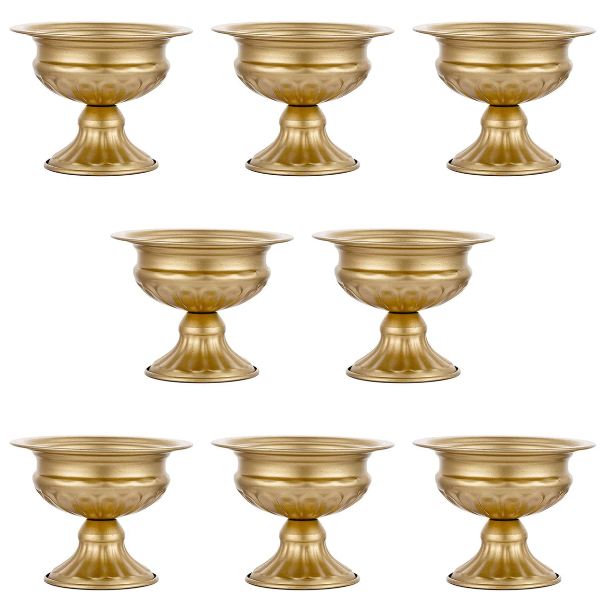 QUTUNI 8Pcs Gold Compote Vases for Centerpieces, 4.7in Small Flower Vases
