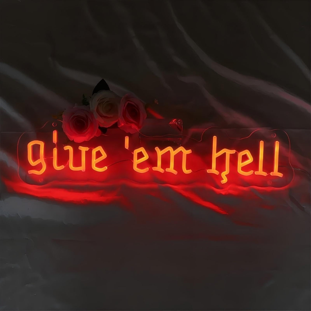 Give Em Hell Neon Sign,Trendy Neon Wall Decor, Dorm Apartment Theme, Funny Girl Power Sign, Gothic Home Decor for Man Cave, Bar,Game Room,Club Decor,Living Room Birthday Party