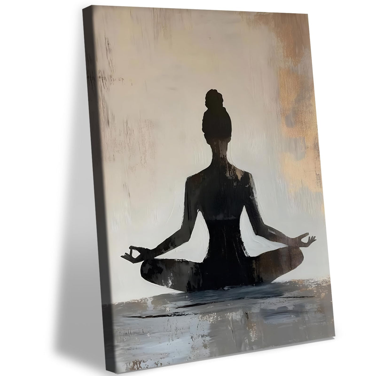 LYYGLYY Framed Zen Canvas Wall Art, Serene Meditation Print Wall Art, Modern Yoga Girl Poster Artwork for Walls, Minimalist Wall Decor for Yoga Room，Bedrooms, Living Rooms 16×24 Inches