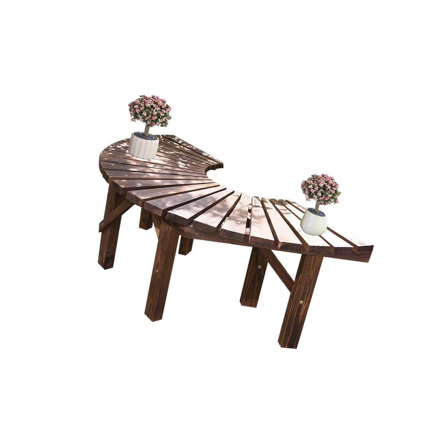 Curved Wooden Tree Bench for Garden, Lawn, Poolside & Backyard Seating - Stylish Outdoor Porch Furniture (Benches Only)