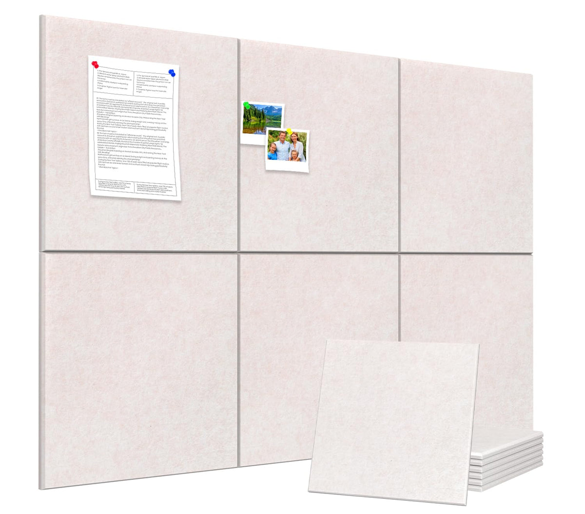 Large Cork Board Alternative 36" X 24" Bulletin Board - 6 Pack Removable Felt Wall Tiles with 20 pushpins, Large Cork Boards for Walls Cork Board for Office Pin Board Tack Board - Oatmeal