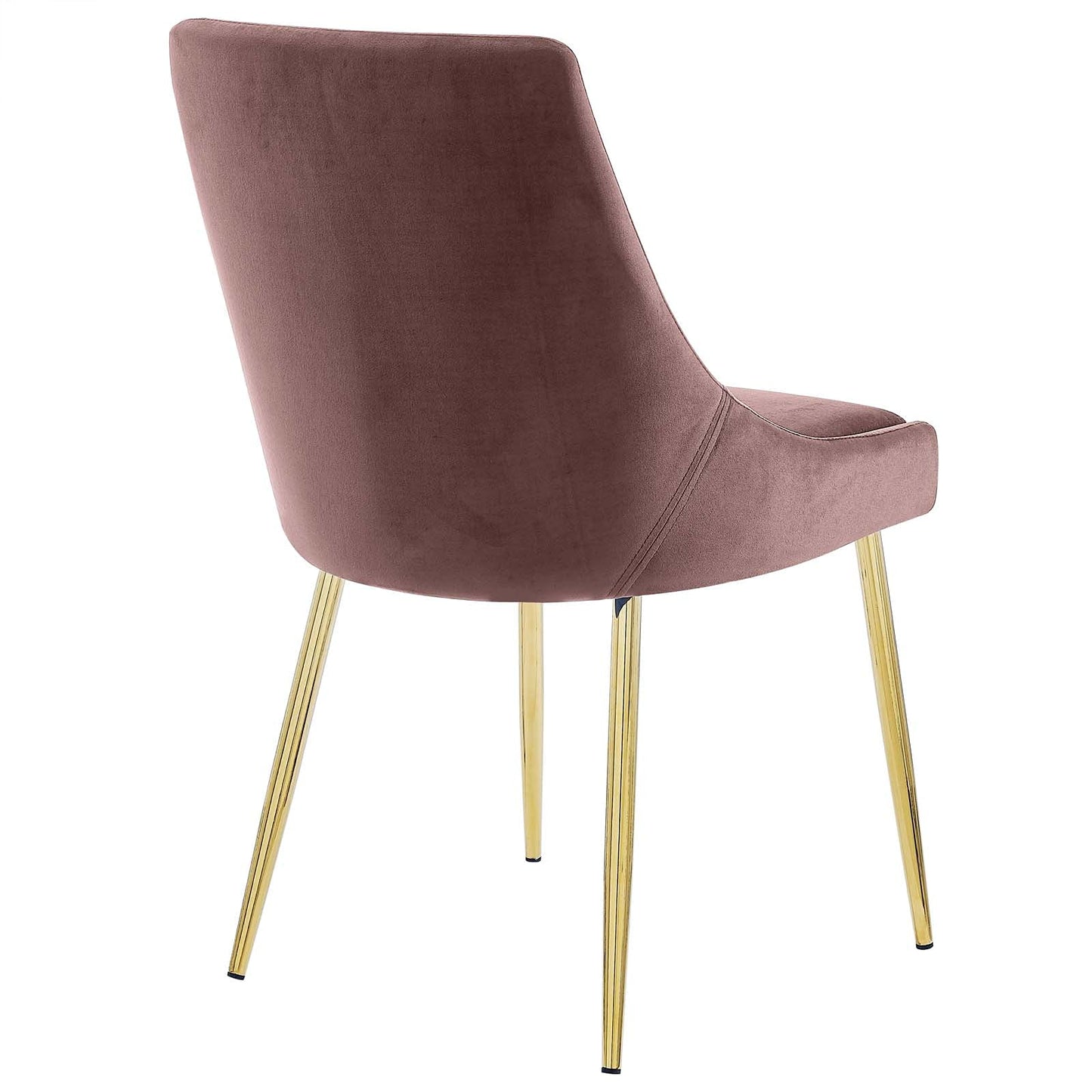 Modway Viscount Performance Velvet Upholstered Side Dining Chairs in Gold Dusty Rose - Set of 2