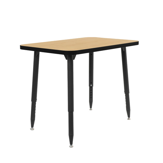 Adapte Commercial Classroom Activity Table - 24" x 36" Rectangle, ADA Compliant Tapered Legs with Glides & Casters, Adjustable Height 22-34" Wheelchair Accessible, School & Office Furniture