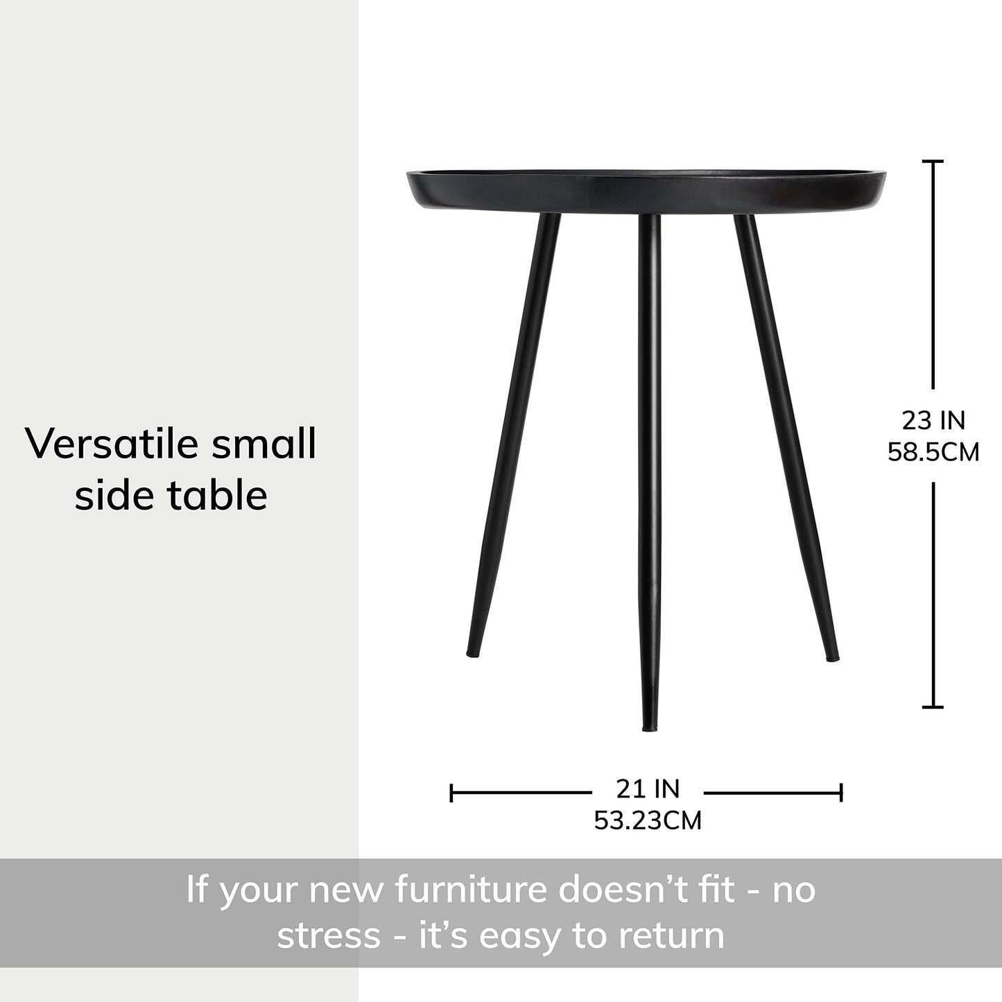 MH London Modern Side Table-Dilan Tri Pin End Table. Exclusively Designed Hand-Crafted Small Nightstand. Solid Wood Round End Table.Contemporary Accent Table for Bedrooms, Living Rooms and Home Office