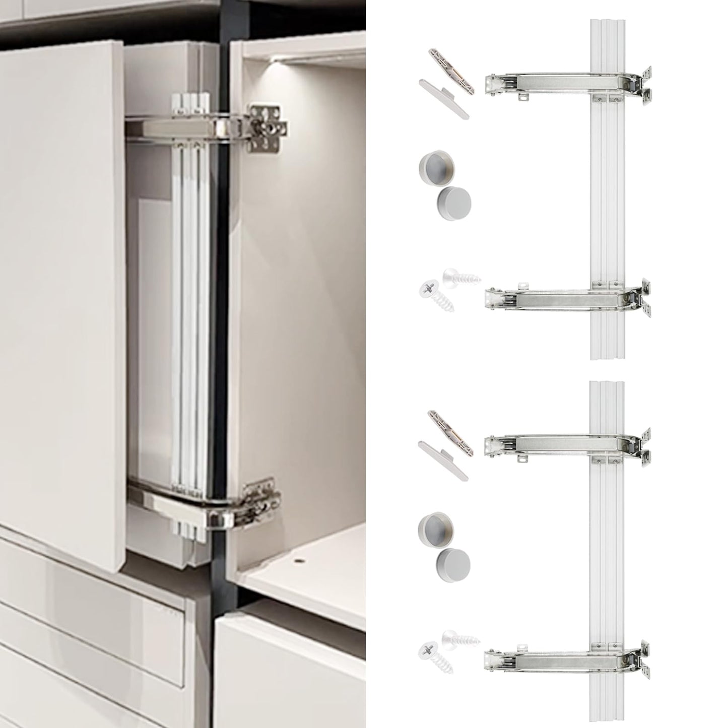 Jisano 2 Sets Opening Door Hinge Set 180° Parallel Opening Cabinet Wardrobe Door Sliding Load-Bearing 17.6lbs Heavy Duty Hinge