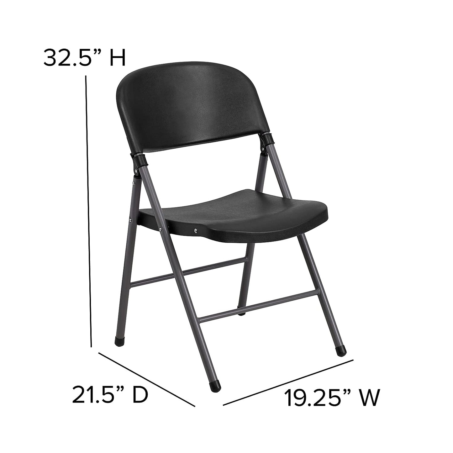 Flash Furniture 6 Pack HERCULES Series 330 lb. Capacity Black Plastic Folding Chair with Charcoal Frame