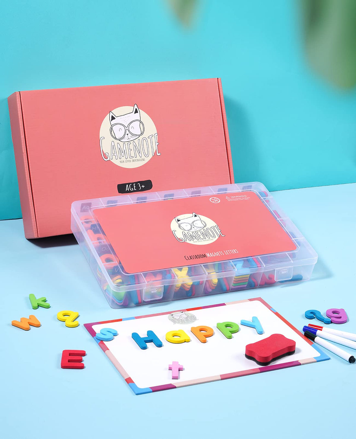 Gamenote Classroom Magnetic Alphabet Letters Kit 238 Pcs with Double - Side Magnet Board - Foam Alphabet Letters for Preschool Kids Toddler Spelling and Learning Colorful ABC Education Fridge Magnets