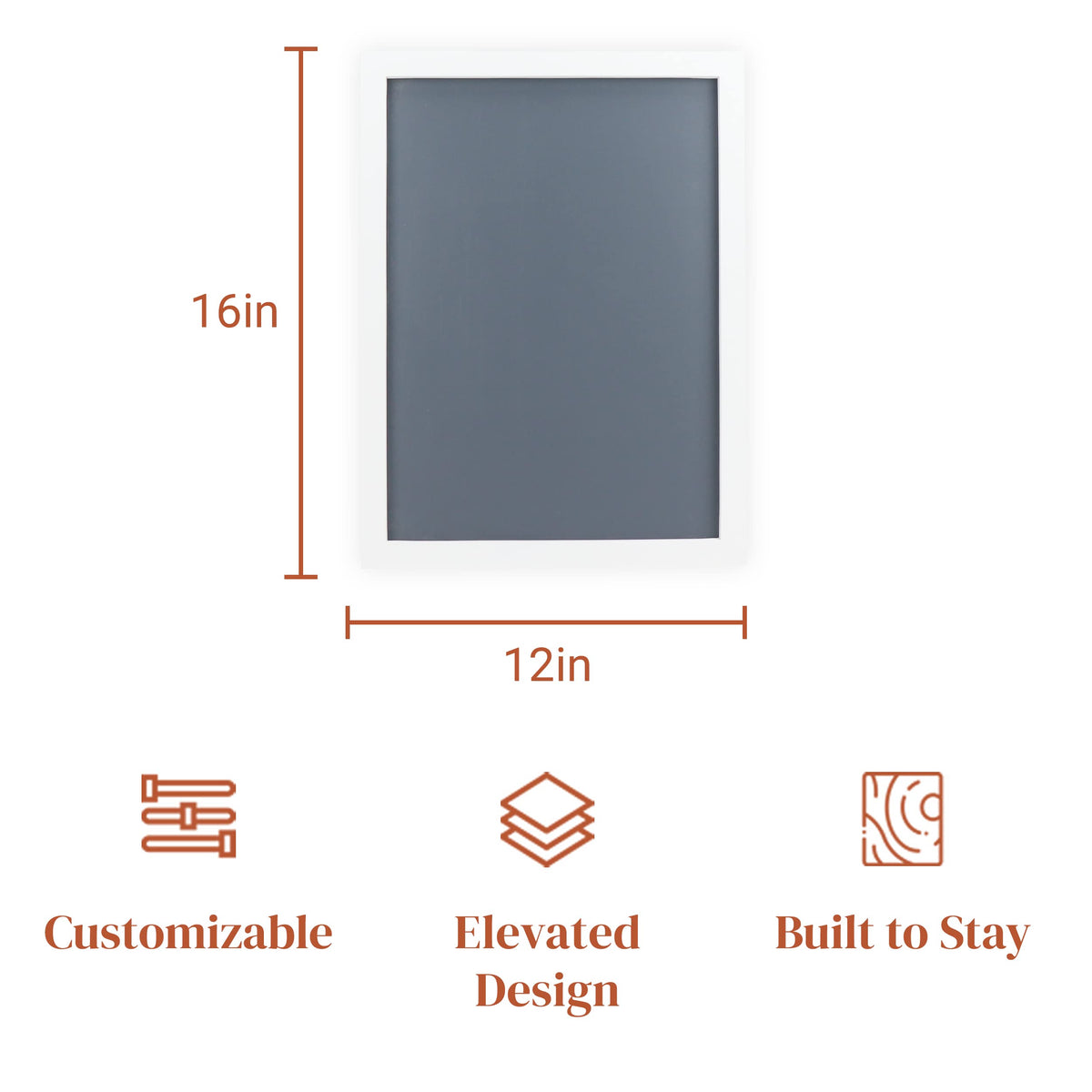 Stiles 16"x12" Magnetic Letter Board Sign - Changeable Magnet Message Board for Menu Boards, Milestones, Home Decor, Office & Baby Announcements - No Letters Included, Grey