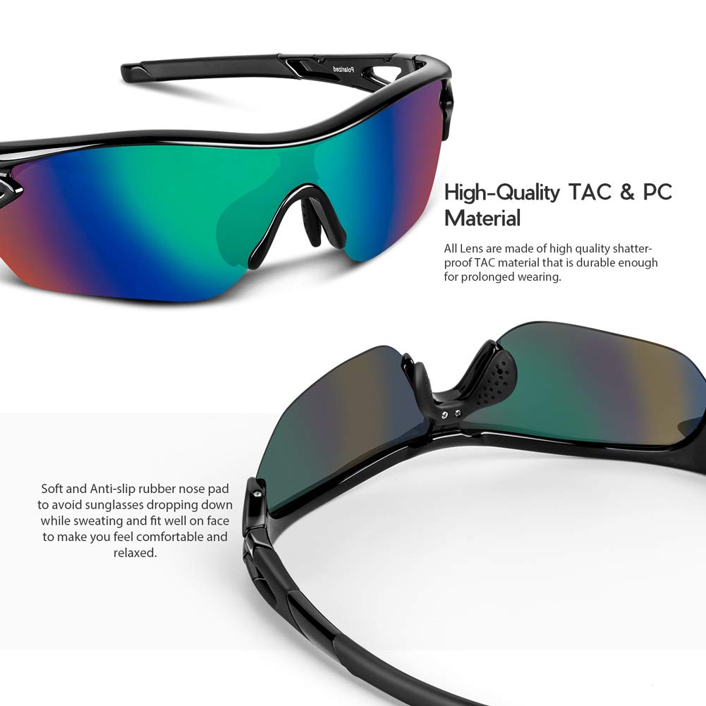 BEACOOL Polarized Sports Sunglasses for Men Women Youth Baseball Cycling Running Driving Fishing Golf Motorcycle TAC Glasses