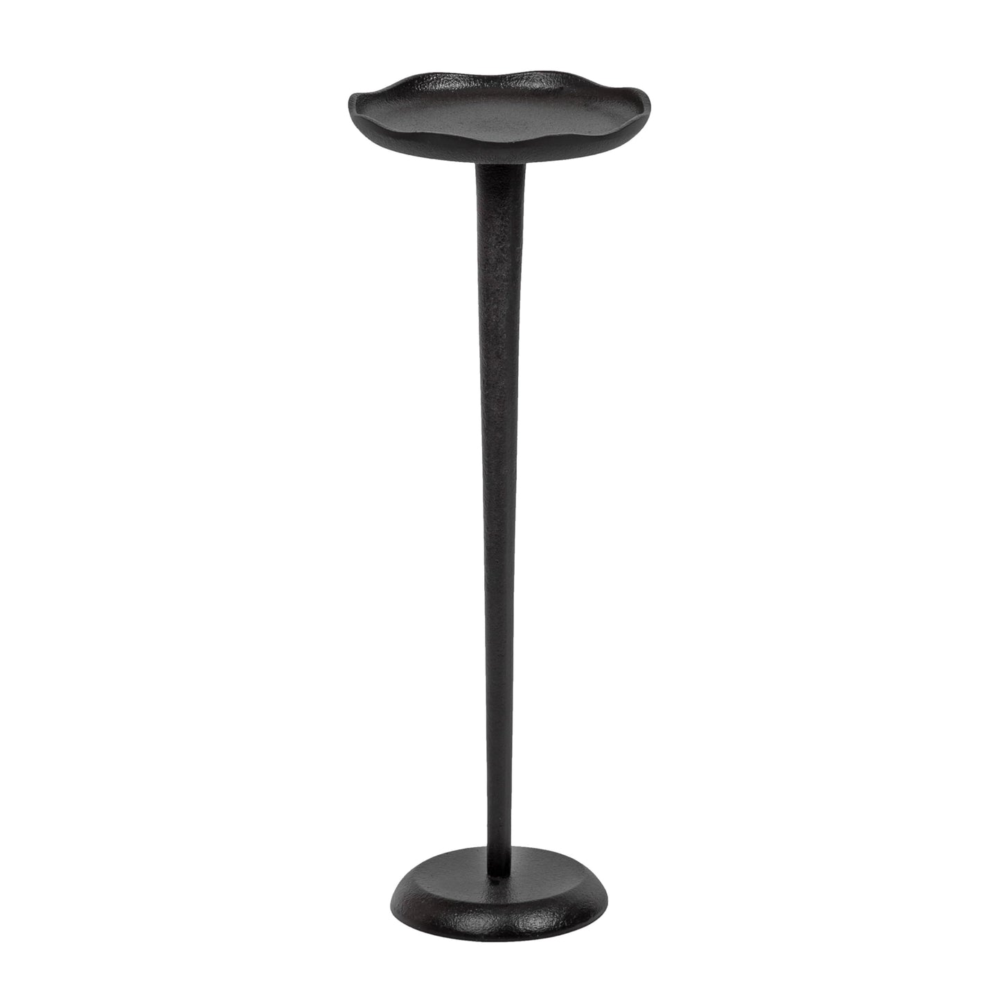 Kate and Laurel Alessia Modern Decorative Metal Drink Table; 8 x 8 x 22; Black; Round Cast Aluminum Pedestal Plant Stand with Rough Texture and Deckled Edge