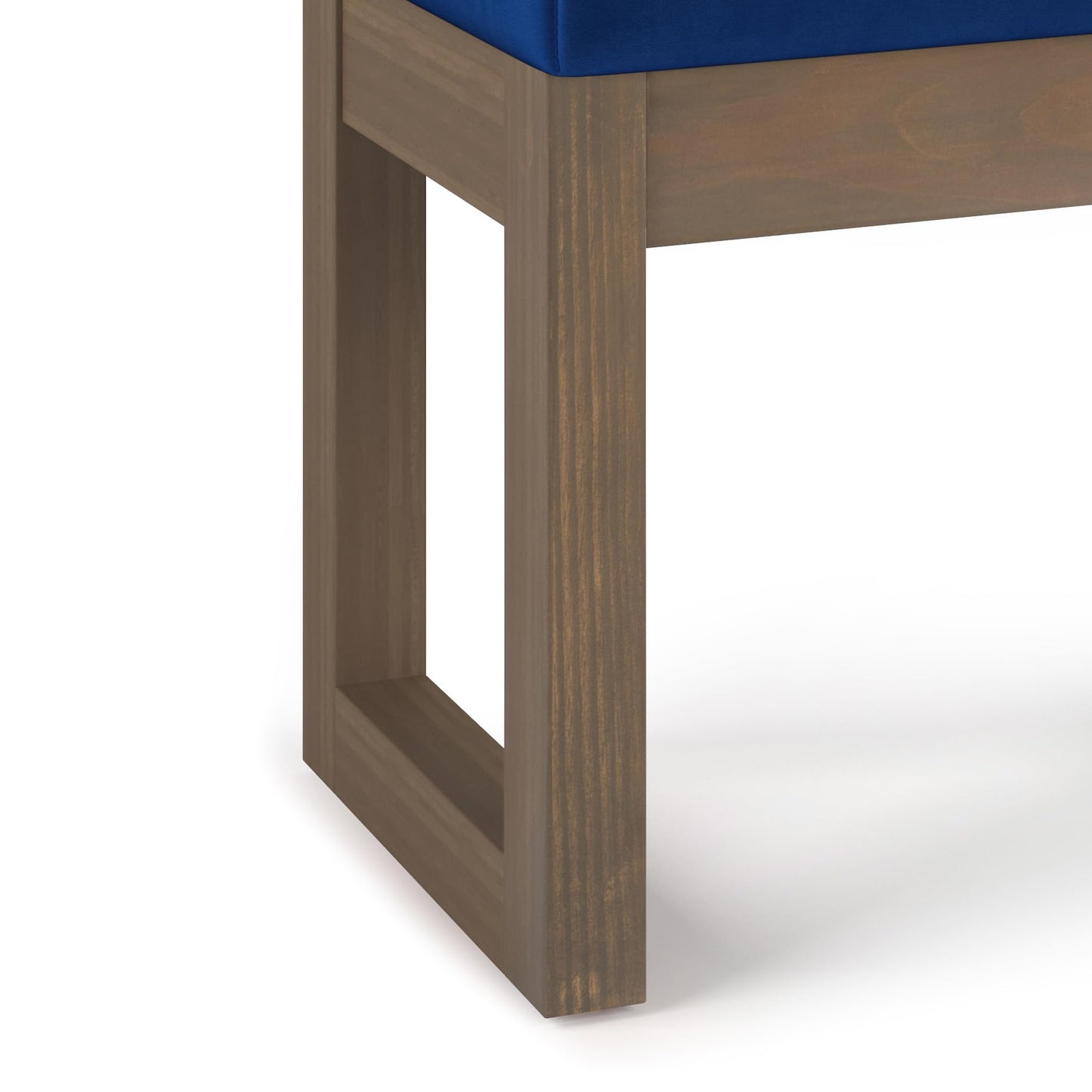 SIMPLIHOME Milltown Small Ottoman Bench - 27" Wide x 18" High Upholstered Velvet Fabric Rectangle Footstool Ottoman in Blue, Contemporary Bench for Bedroom with Cushioned Seat, Assembled