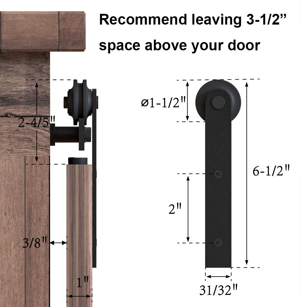 WINSOON 4FT Super Mini Sliding Barn Door Cabinet Hardware Kit for Single Door TV Stands Small Wardrobe Cabinets, I Shape Hanger (NO Cabinet)