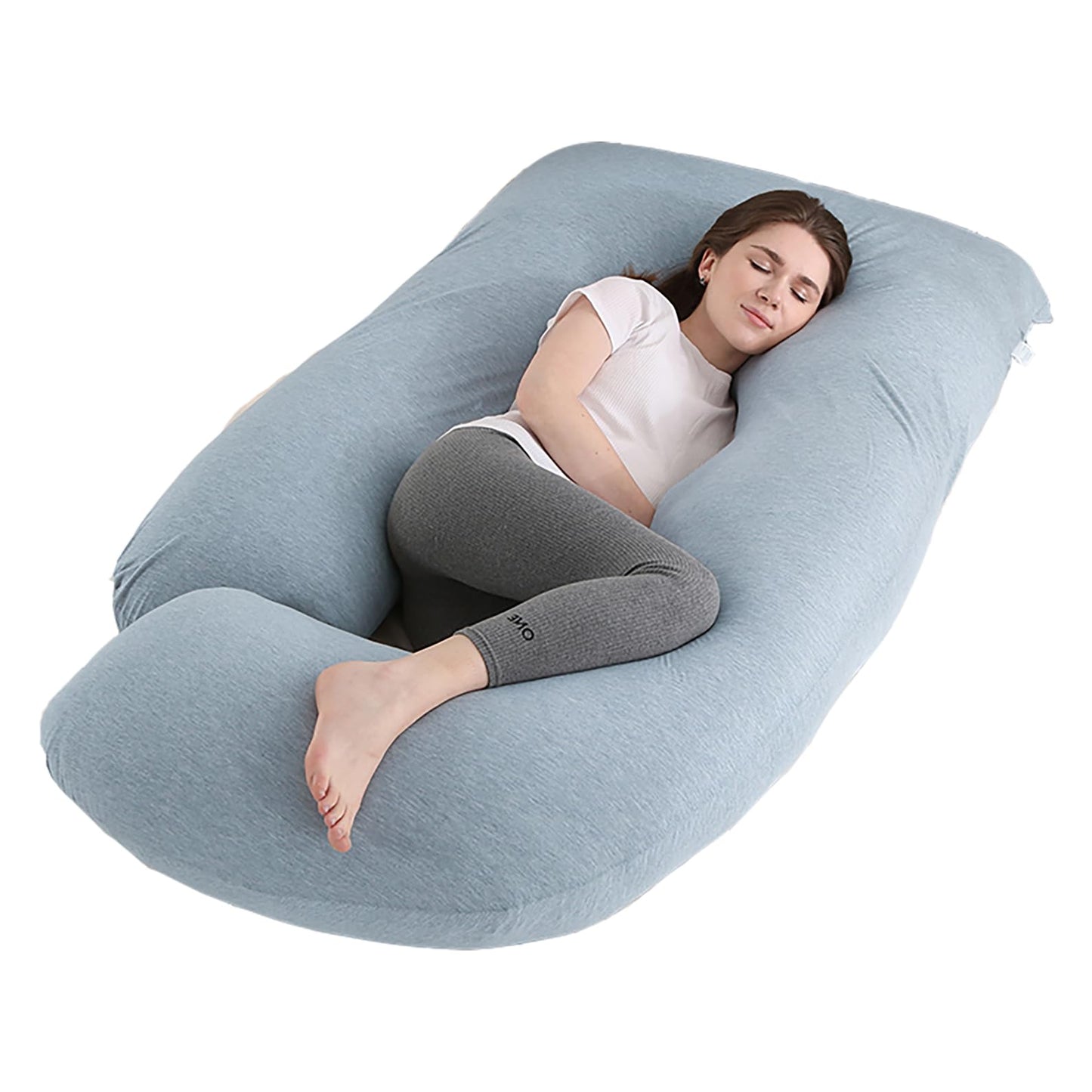 Jcickt Pregnancy Pillow for Sleeping,59 inch Maternity Pillow with Removable Washable Cover,J-Shaped Cooling Full Body Pregnant Pillow -Support for Backs,Legs, Belly, HIPS, Improve Sleep-Sky Blue
