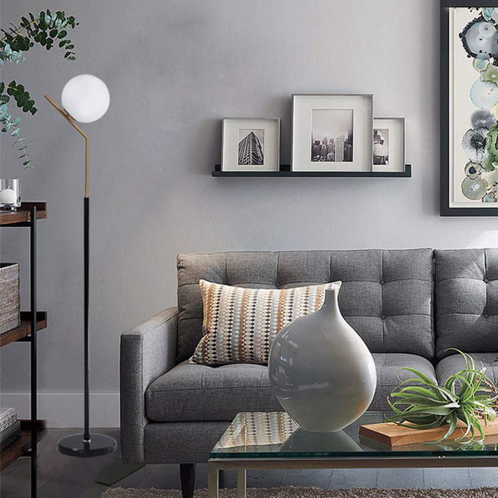 Hsyile Lighting KU300207 Modern Creative White Glass Ball Floor Lamp for Living Room,Bedroom,Office,Hotel,1 Light