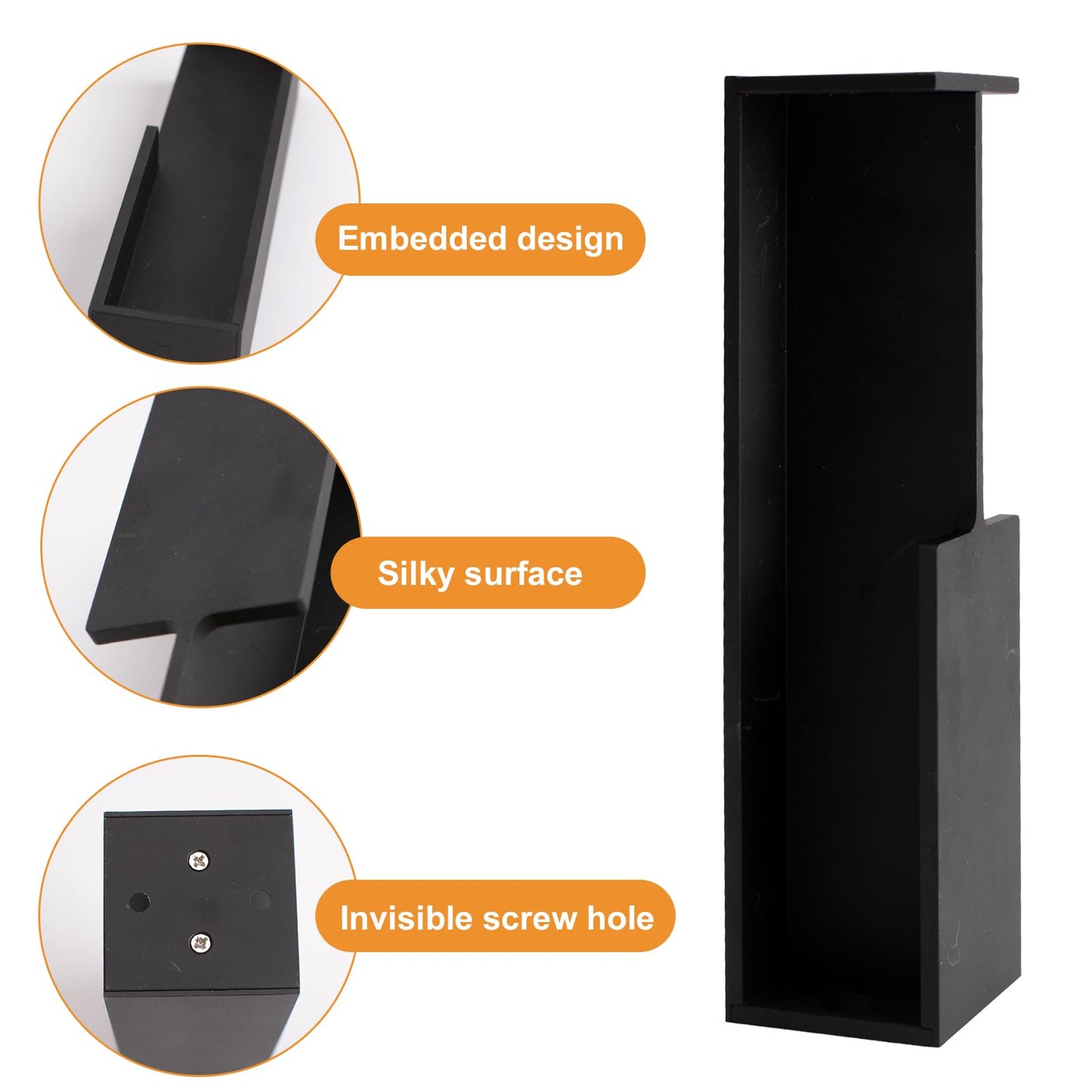 MOROBOR 1 Pcs Pocket Door Edge Pull, Hidden Handle, Sliding Door Pull Hardware, Recessed Finger Flush Pull for Sliding Barn Drawer Cupboard Wardrobe(Black)