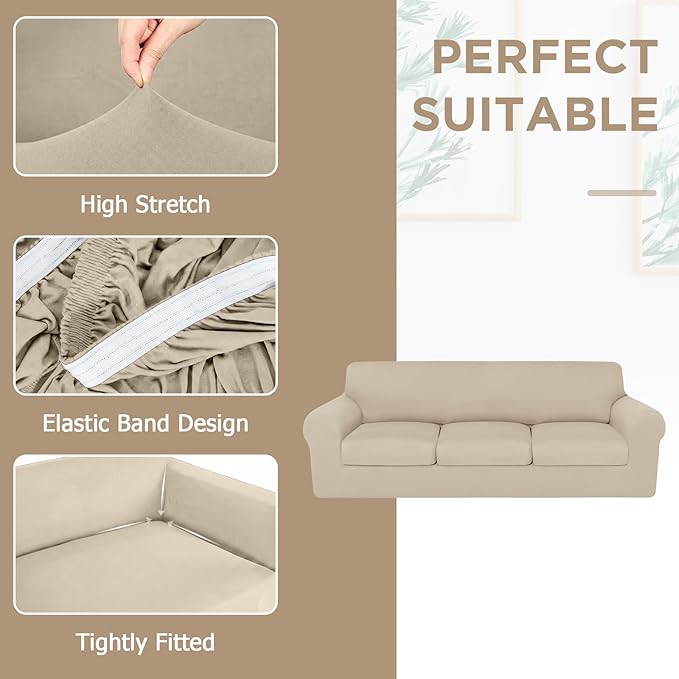 HunnmingRe Sofa Covers for 3 Cushion Couch Stretch Sofa and Loveseat Covers Set