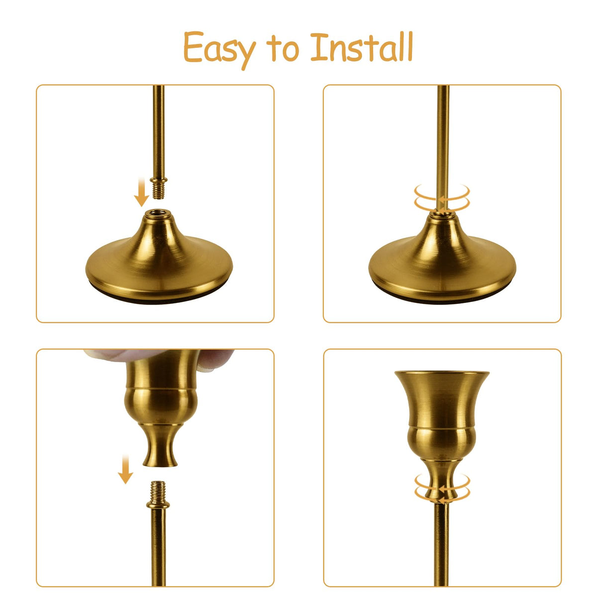AUMAYCO Brass Gold Candlestick Holders Set of 3, Metal Taper Candle Holders, Classic Decorative Candle Stick for Christmas, Wedding, Party, Dinner Tables,Home Décor