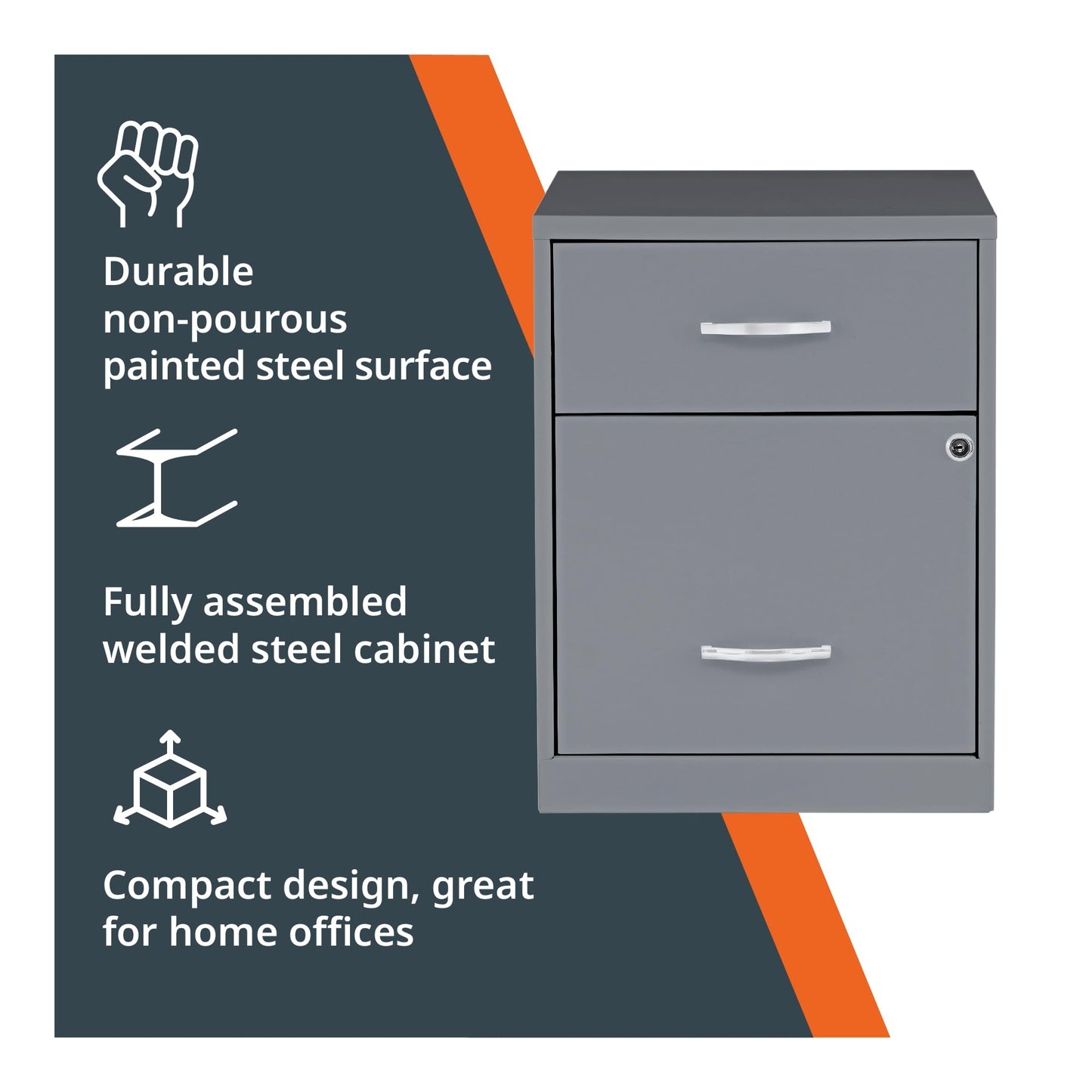 NuSparc 2 Drawer Locking Filing Cabinet | Pre-Assembled Steel Construction | Low-Profile Design is Perfect for Home and Small Office | Letter-Size | Assembled in USA