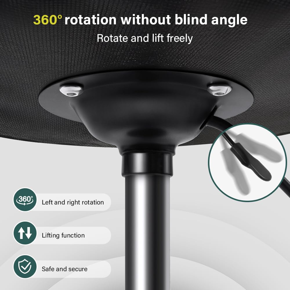 BFTOU Black Classic Swivel Stool with Wheel for Salon Work Home SPA Shop Height-Adjustable and Cost-Effective Rolling Stool Chair Small