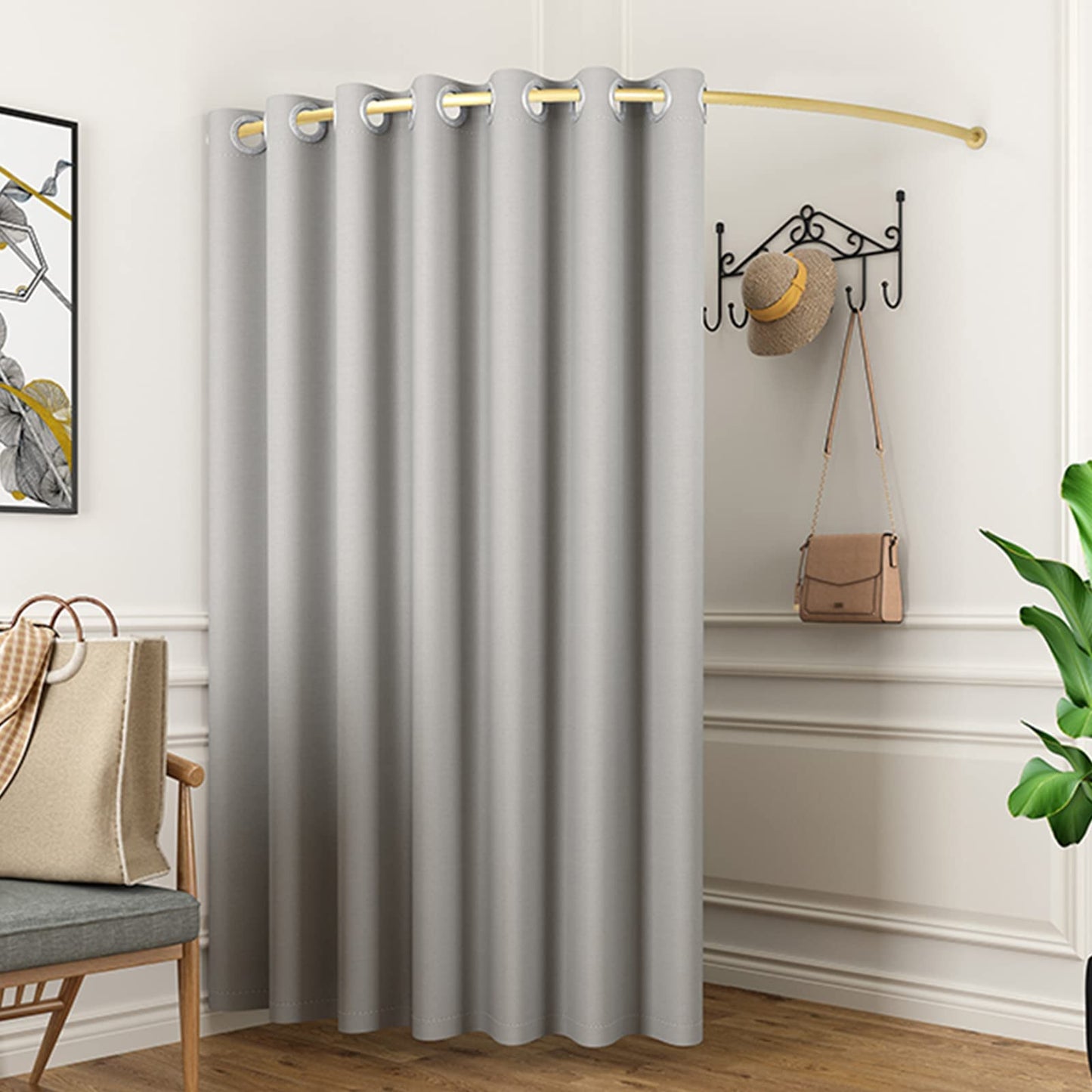 TEENKON Clothing Store Fitting Room, 47 in Dressing Room Used in Mall, Boutique and Office, Corner Wall Mounted Changing Room for Privacy Protection, Include Shading Curtain, Bracket and Hook Up