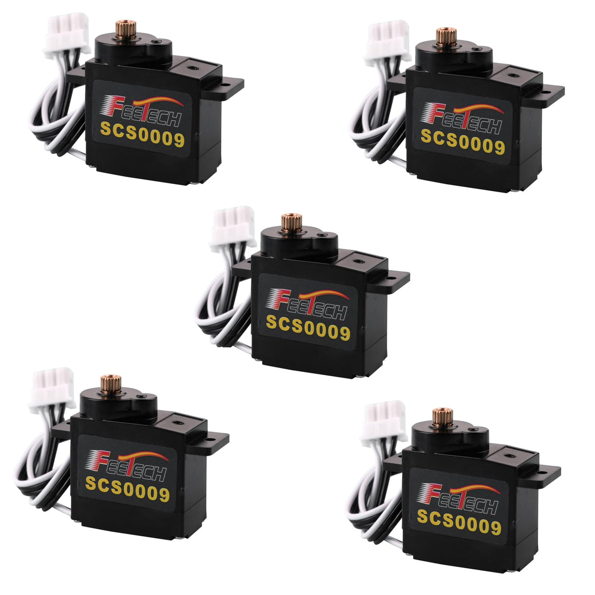 RCmall SCS0009 Serial Bus Servo Kit SCS0009 2.3KG Micro Servo Metal Gear w/300° Encoder TTL/RS485 for Robot Arm, RC Helicopter, Arduino, STEAM (5 Servos)