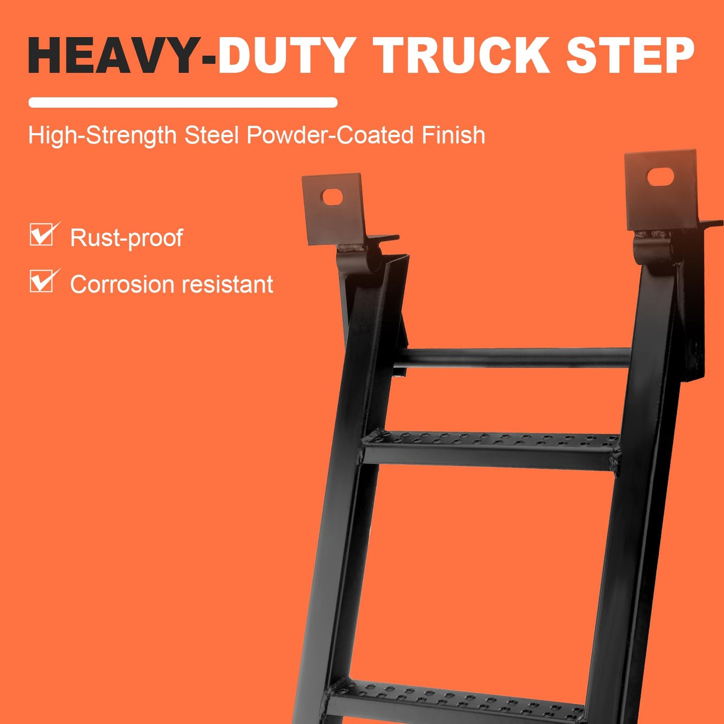 3-Rung Truck Retractable Steps for Pickup Trailer Bed Stepper Non-Slip Tread L-Shaped Bracket Black Flatbed Truck Hitch Ladder Universal