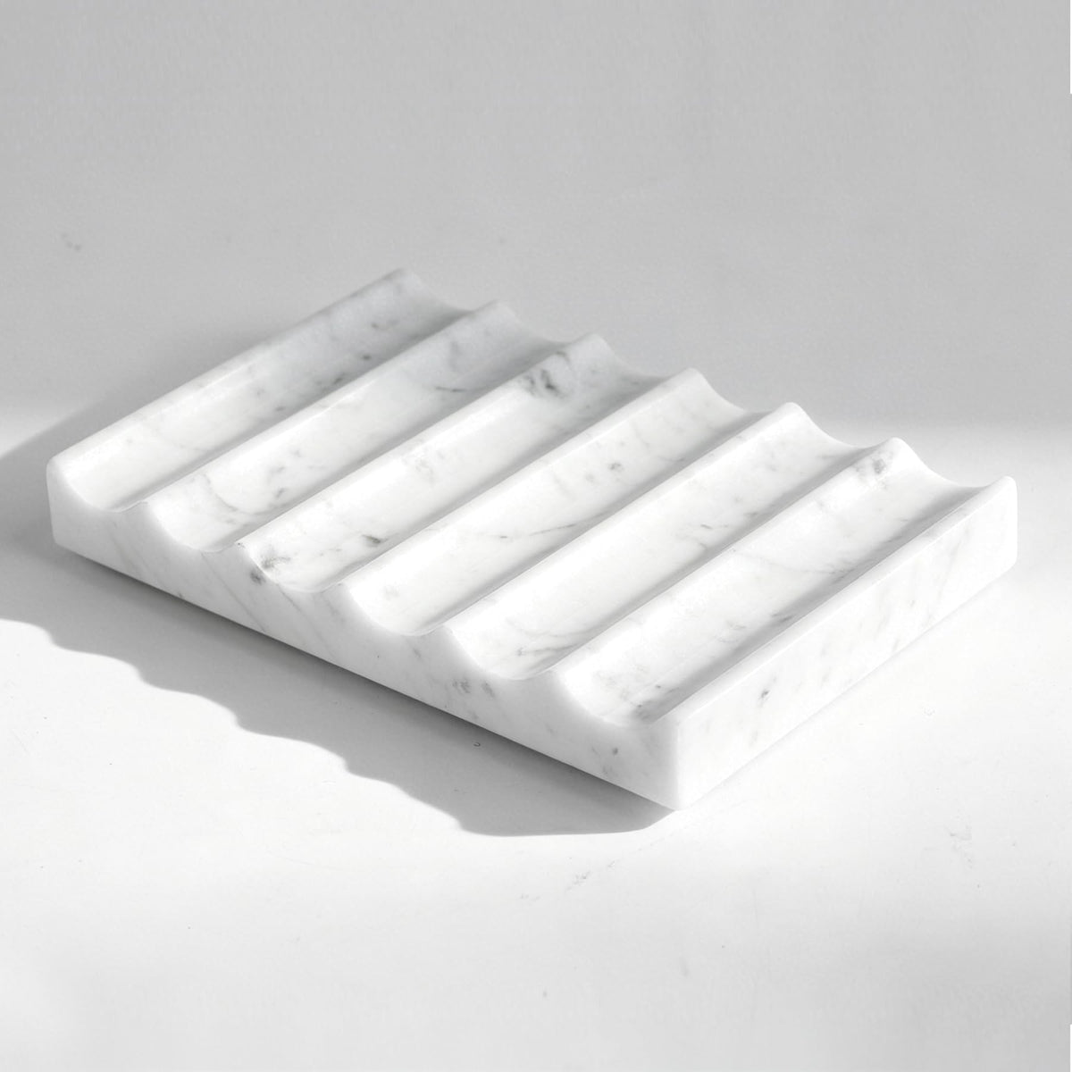 Soap Holder, Luxury Marble Soap Dish for Shower, Bathroom Tray with Creative Wavy Design,Easy Cleaning Marble Tray for Kitchen Sink