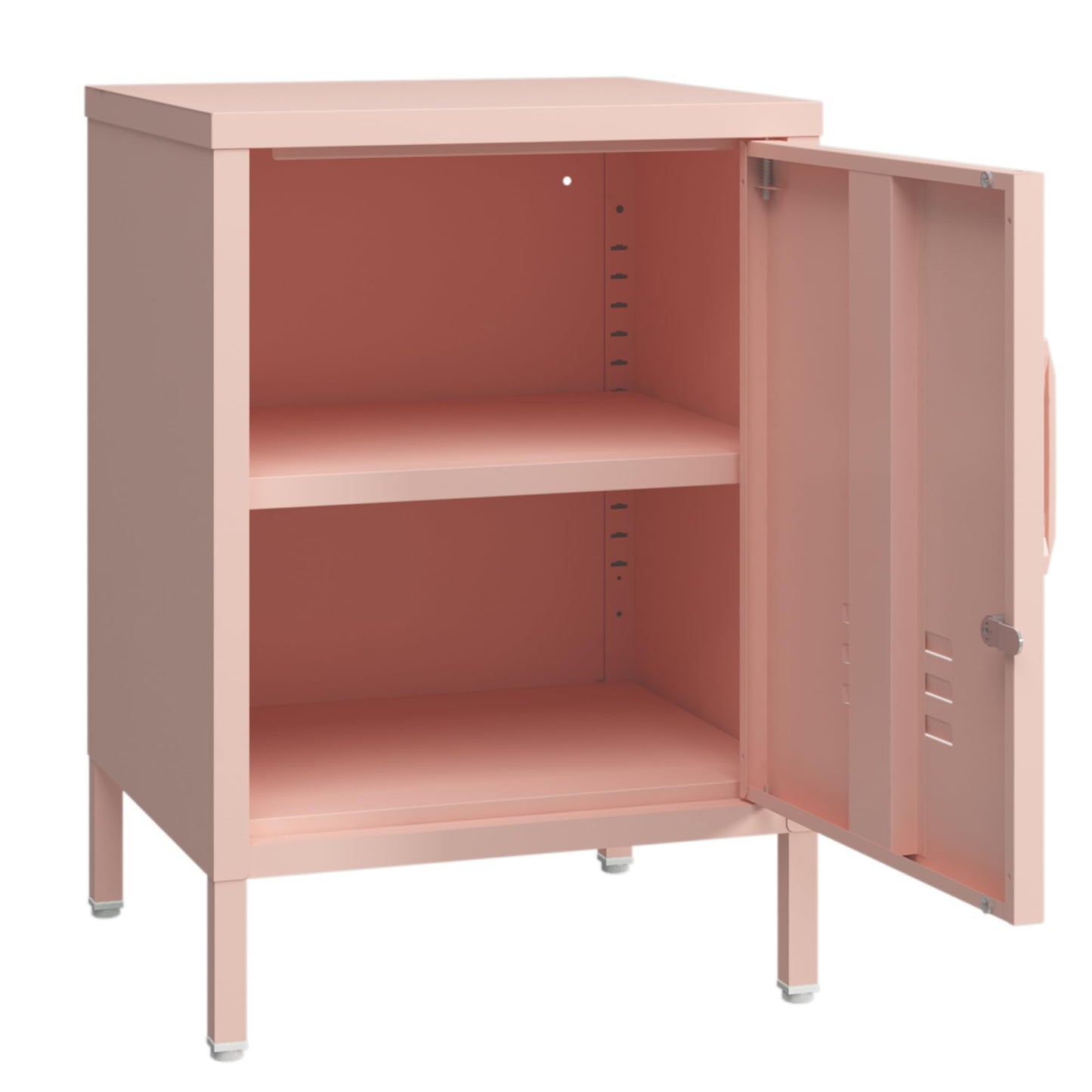 Metal Nightstand Modern End Side Table Steel Bedside Storage Cabinet with Shelf Easy Assembly for Living Room Bedroom （15.8”W x 15”D x 22.5”H ）