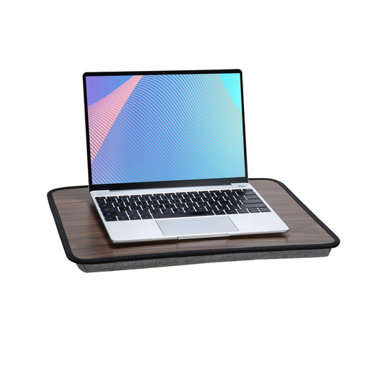 Portable Laptop Desk Fits Up to 16“ Laptops, Built-in Cushion,Lap Stand for Bed & Couch & Carpet, Great for Home & Office,Lap Desk with Cushion (Brown, Medium)