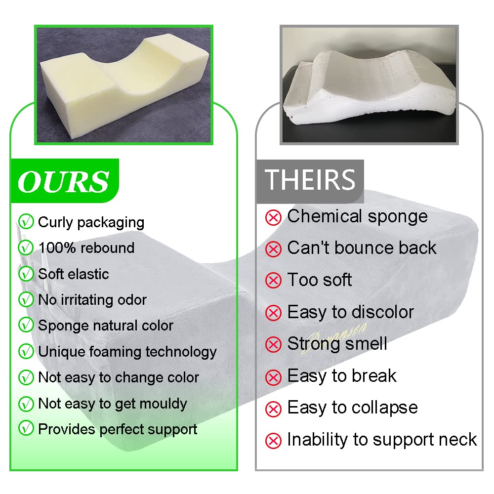 Puransen Eyelash Extension Pillow - Salon Memory Foam Neck Support with Velvet Cover, Portable Lash Technician Pillow for Professional Makeup Artists & Home Use (Grey)