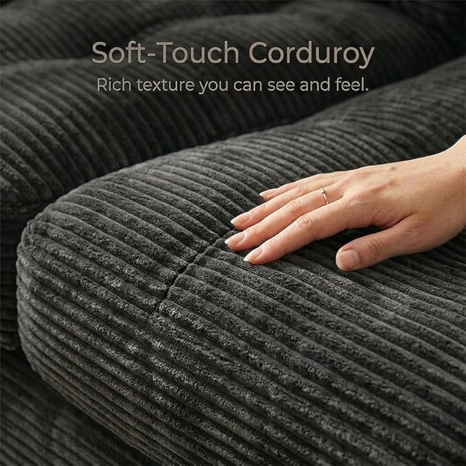 69" Corduroy Loveseat Sofa in a Box, High-Density Foam Couch, No Assembly