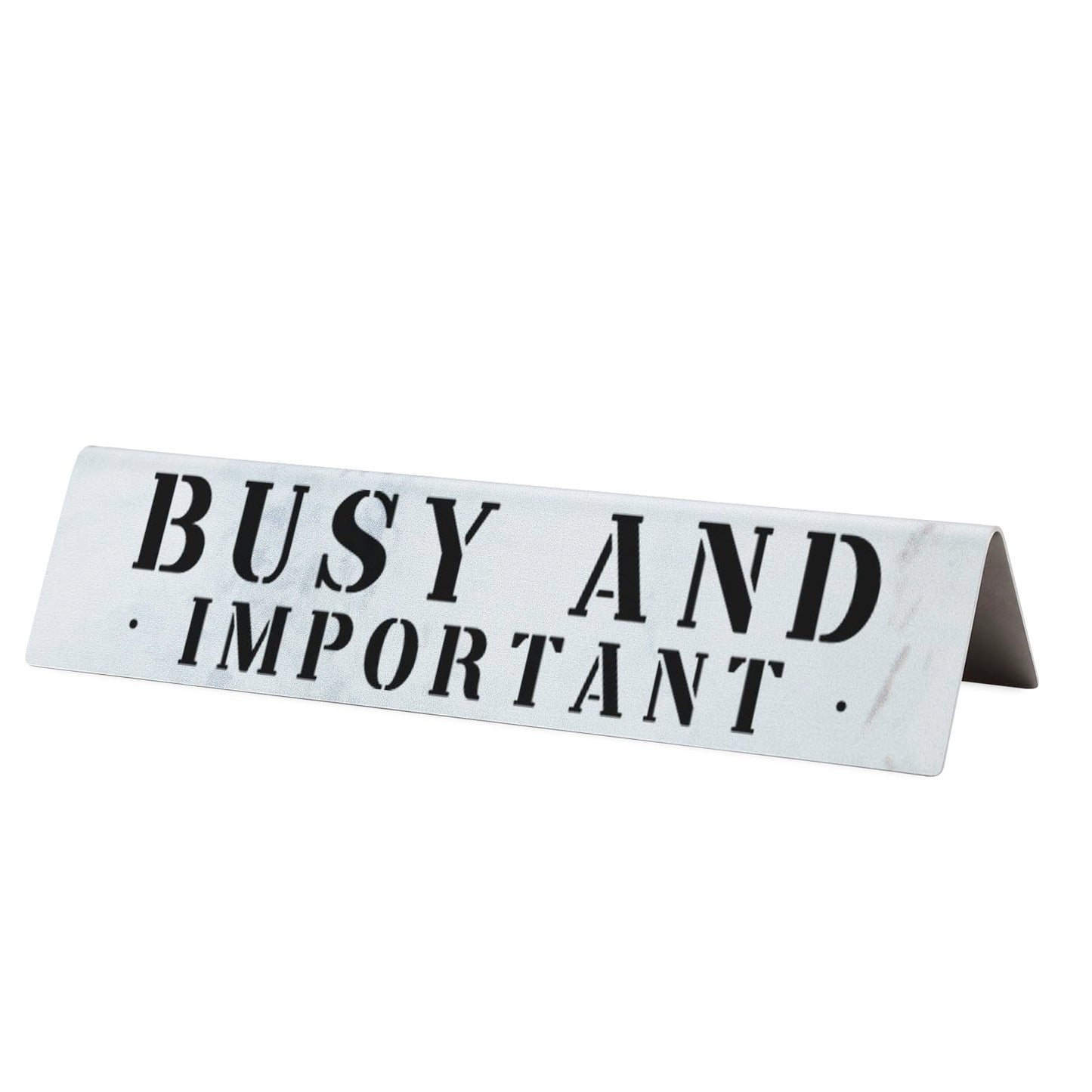 Funny Desk Name Plate “Busy and Important” Office Name Sign for Professionals, Executives, Admin Assistants, Workplace Humor Decor, Coworker Desk Quote Gifts VTP40
