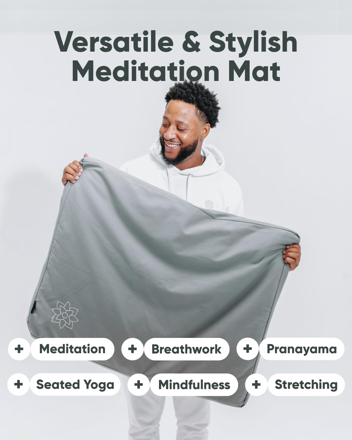 Mindful Modern Zabuton Meditation Mat - Cotton Filled Yoga and Meditation Pad - Zabuton Meditation Cushion for Kneeling and Sitting Support - Large Rectangular Sitting Floor Pillow for Bench or Zafu