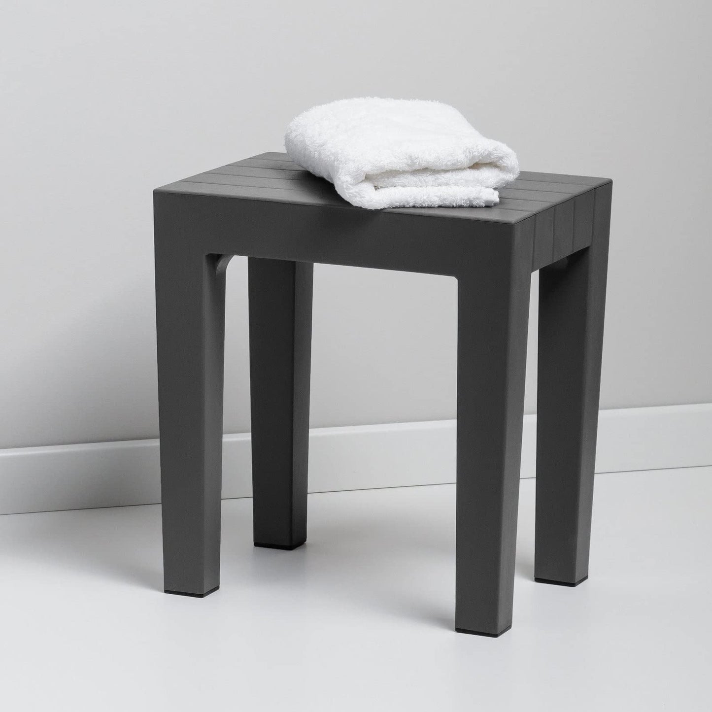 TATAY Lombok Rectangular Bench, Polypropylene, BPA Free, Wood Effect, Anti-UVA Protection, Max 130KG, Suitable for Indoor and Outdoor, Gray. Dimensions 38x29x41cm
