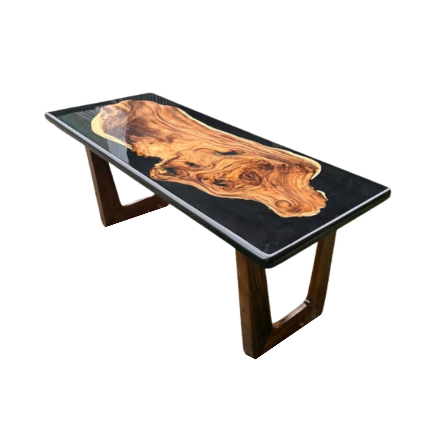Live Edge Ocean Epoxy Resin Black River Table Epoxy Coffee Sofa Center, Epoxy River Art Resin, Custom Craft Table, Living Room Table, Coffee Table, Table Office (24x36 inch)