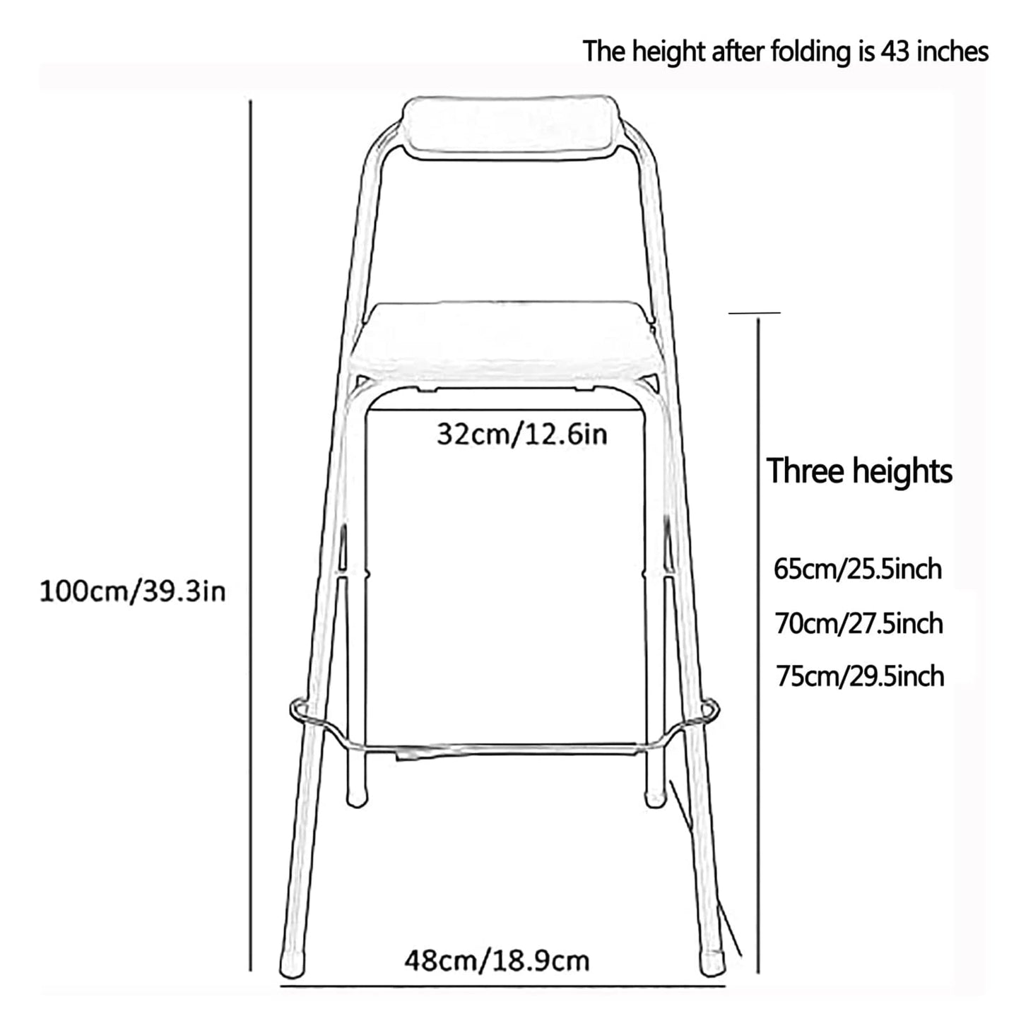 Folding Bar,Folding with Back Support & Footrest,Counter Height Padded Seats,Foldable s for Adults Portable,Outdoor,Kitchen,Shop,Cafe(25.5inch seat heightWhite)