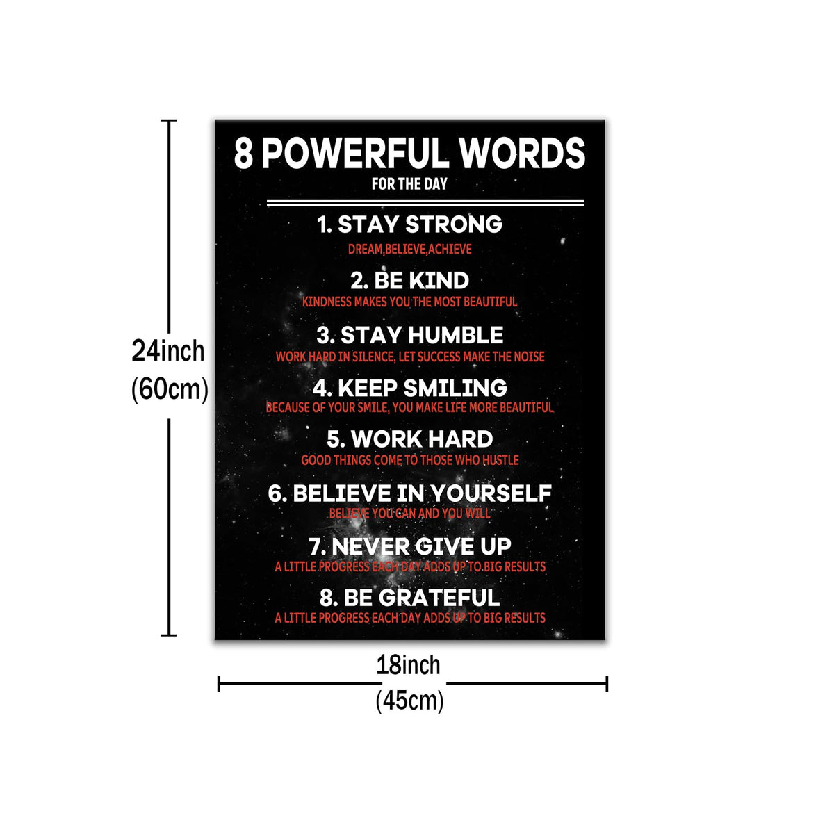 Inspirational Canvas Wall Art Motivational 8 Powerful Words Quotes Poster Print Rules Signs Picture Painting for Modern Home Bedroom Teens Room Office Artwork Stretched and Framed [18" W x 24" H]