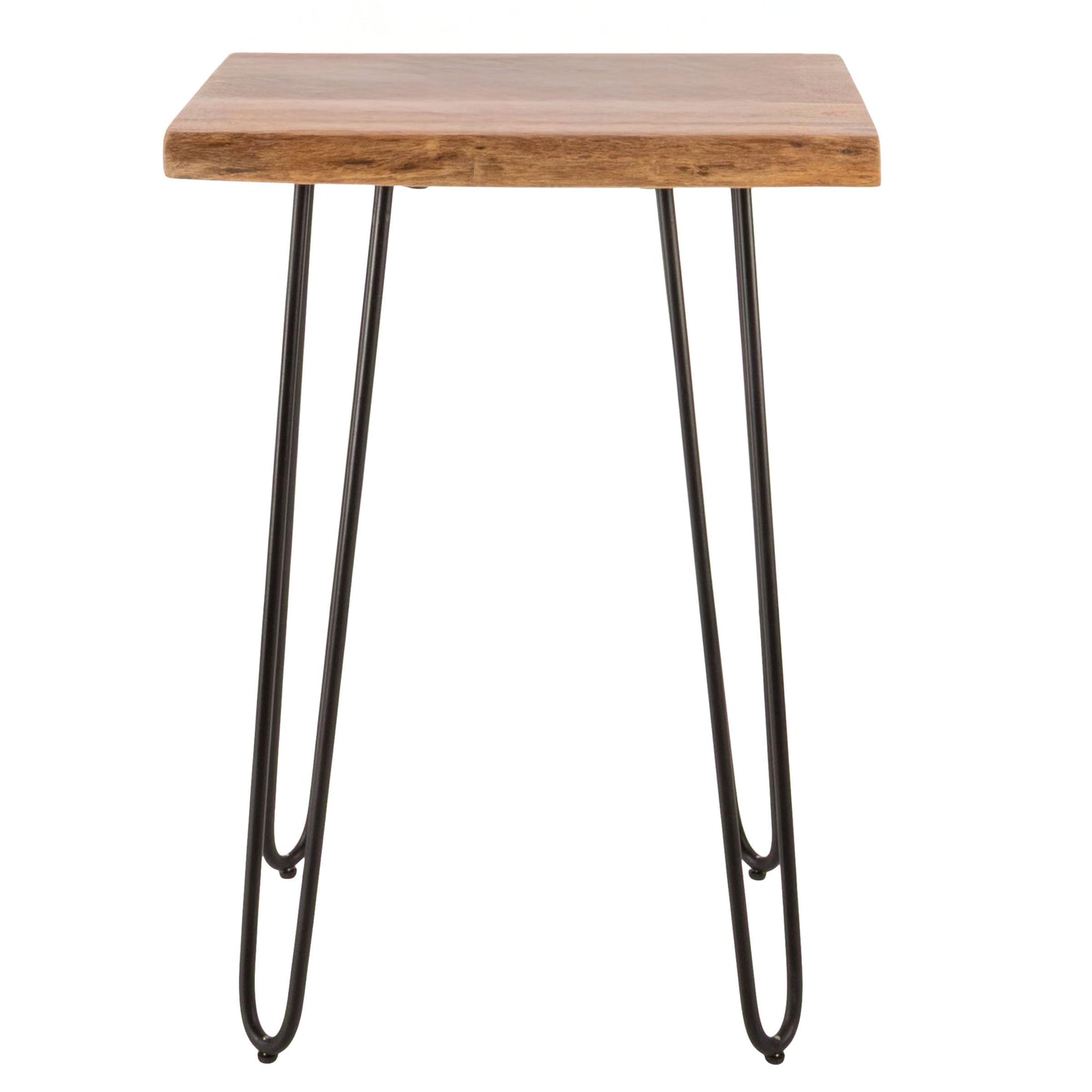 Alaterre Furniture Live Edge Wood End Table with Hairpin Metal Legs – Mid Century Modern Living Room Table with Acacia Wood Top (20 Inch)