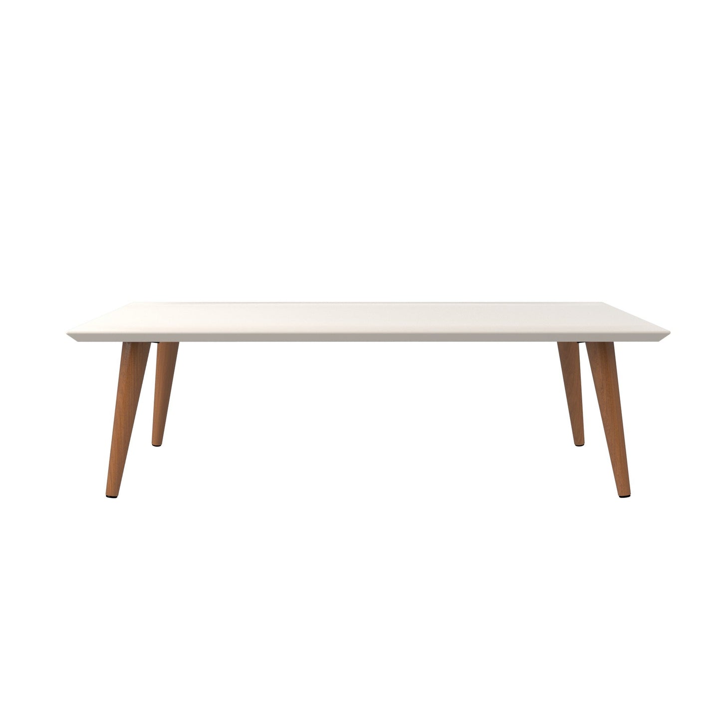 Manhattan Comfort Utopia Collection Mid Century Modern Low Rectangle Accent Living Room End Table With Splayed Legs, Off White (89452)