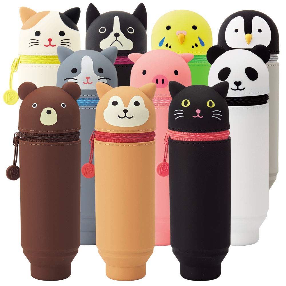 LIHIT LAB Kawaii Japanese Shiba Dog Stand Up Pencil Case For School Office College, Cute School Supplies, Animal Pen Holder Pouch Holder Teen Girls Artists, Travel Cosmetics Storage (A7712-2)