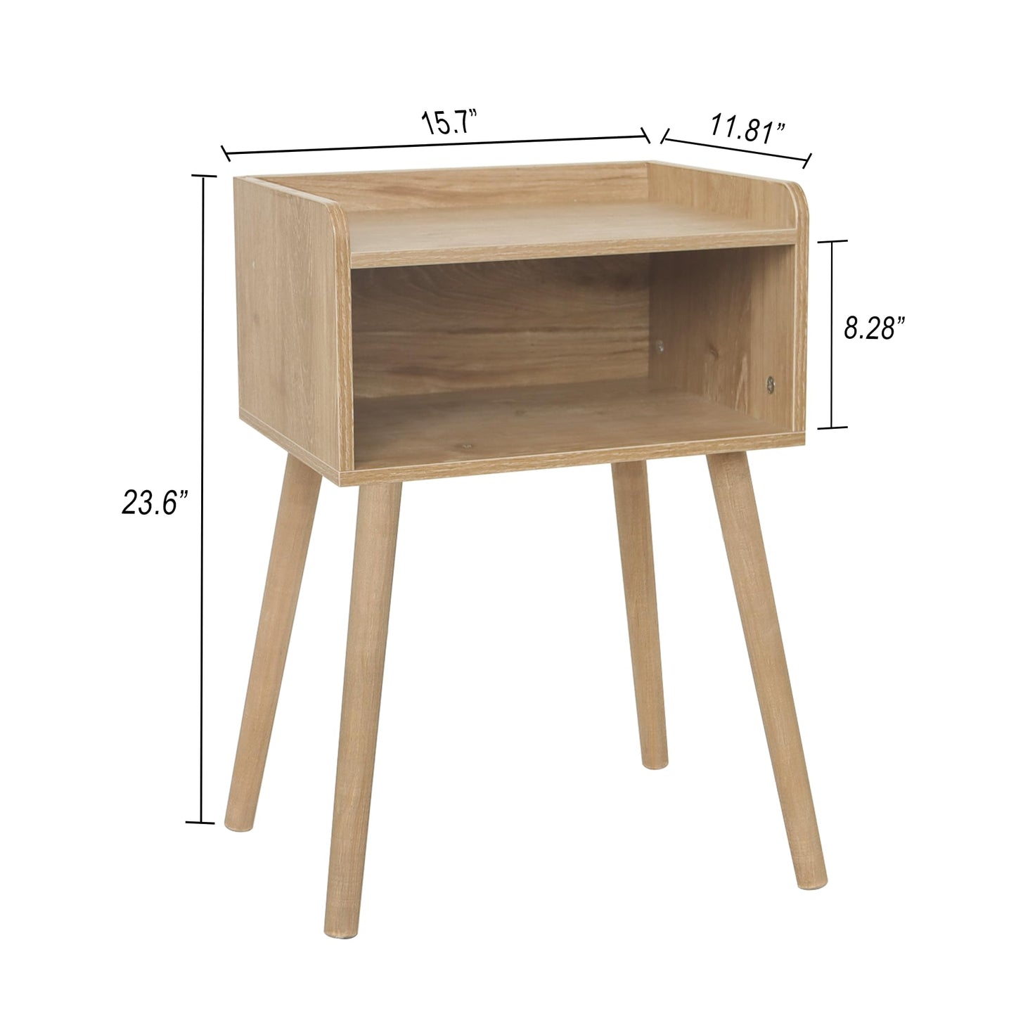 MaxSmeo Nightstand, Mid Century Modern Side Table Bedroom with Storage, Small End Bedside Table with Solid Wood Legs for Living Room, Office Small Spaces (Rustic Walnut)