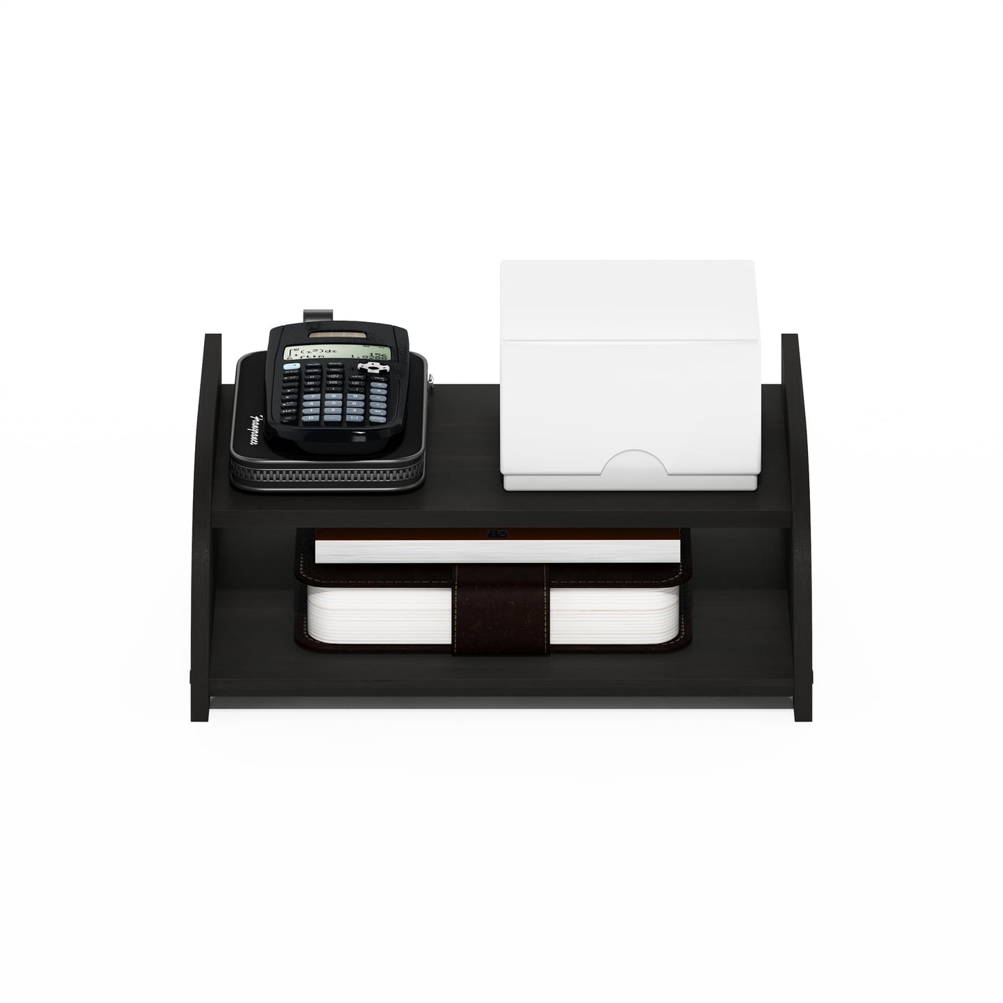 Furinno Classic Desk Organizers and Accessories, 2-Tier Monitor Riser, Office Organization, Desk Top Book Shelf, for Office Supplies, Office Desk Utility, Dark Espresso