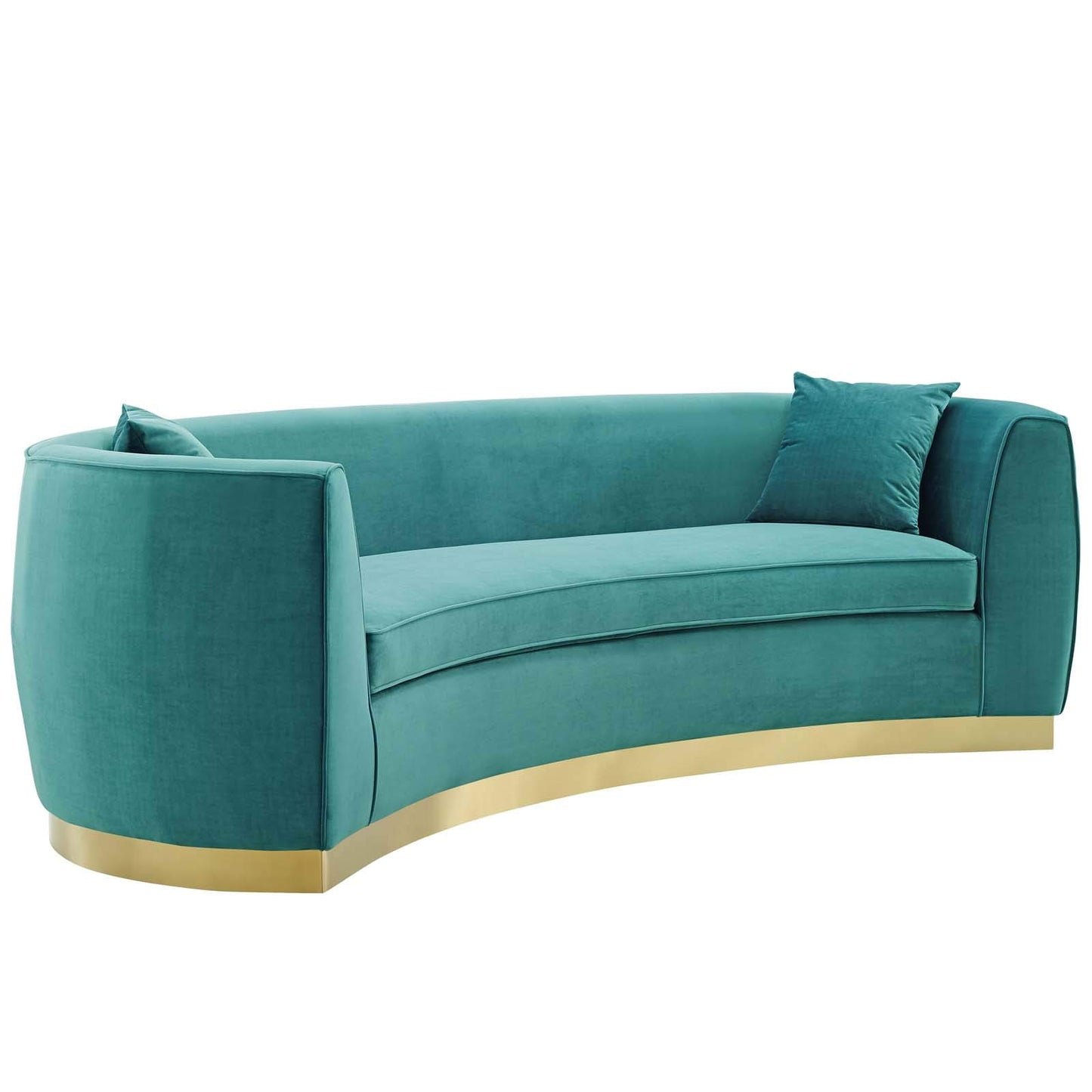 Modway EEI-3408-TEA Resolute Curved Performance Velvet Sofa, Teal