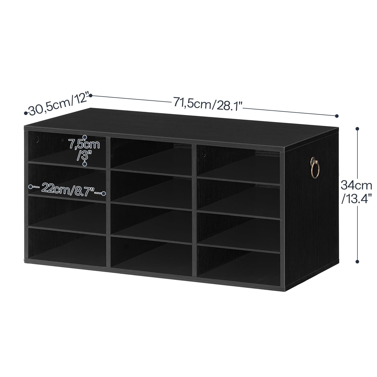 HOOBRO Countertop Mail Sorter, Wooden Literature Organizer, Student Mailbox for Classroom, Desktop Organizer for Office Home School, 12 Compartments Black BK43WF01